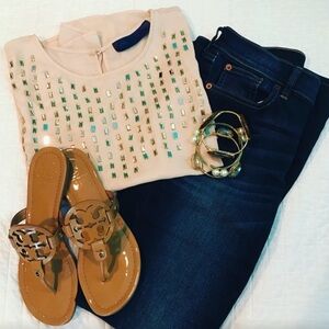 Embellished Cream Women's Top